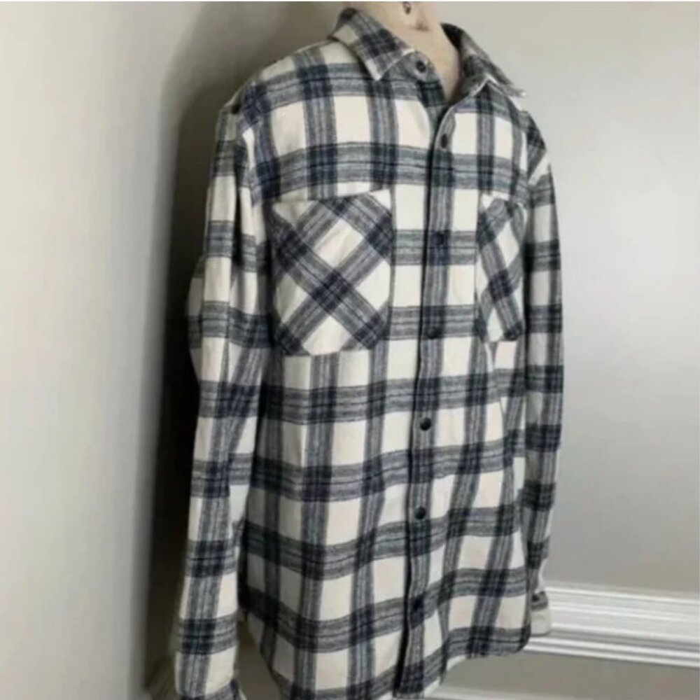 River Island Plaid White and Black Shacket with front snaps Size XL - Picture 5 of 7
